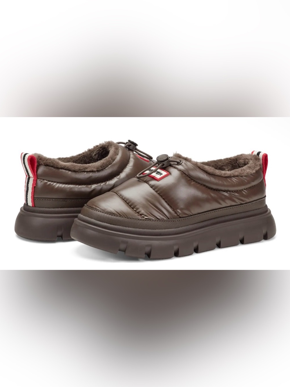 Like New Hunter Madi Mules Brown Puffer Nylon Insulated Water Resistant Shoes 8